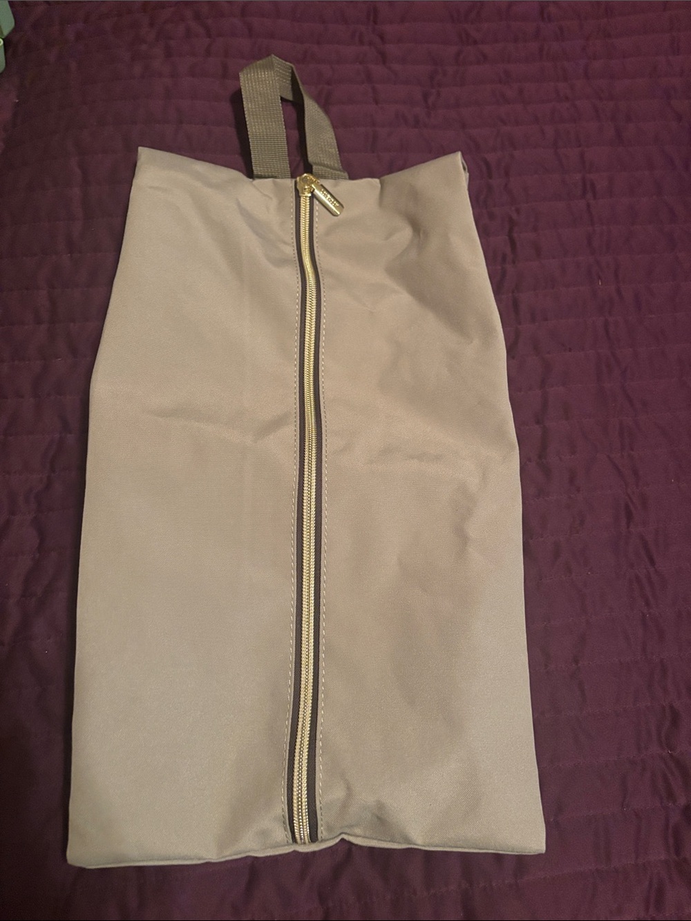 LoveVook Women’s Beige and Gray travel bag with Front Zip and loop handle